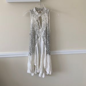 White Dress with See-Through Lace Detail from Free People (in XS)